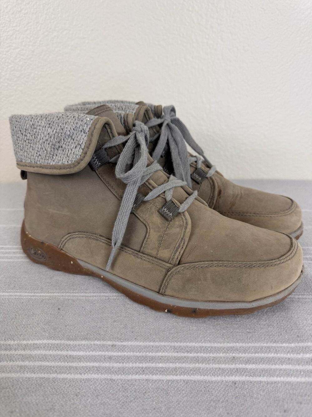 Women’s Chaco Barbary Lace Up Boots Waterproof Leather Gorpcore Hiking Tan 9